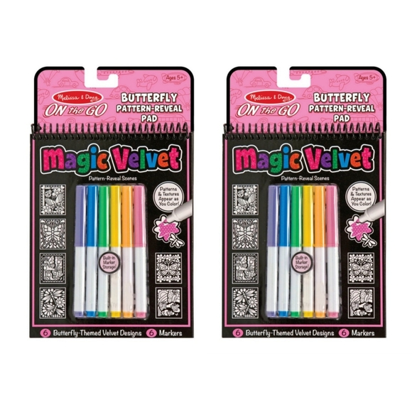 NEW Melissa & Doug Magic Velvet Butterfly Scene On the Go Travel Activity 2 Pack - Picture 1 of 10